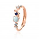Fashion Colorful CZ Stars 925 Sterling Silver Adjustable Ring Rose Gold