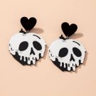 Fashion Cool Trendy Brand Acrylic Skull Female Earrings Trend Street Shooting Earrings Ladies pink
