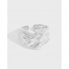 Fashion CZ Flowing River 925 Sterling Silver Adjustable Ring Rhodium