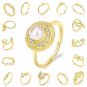 Fashion CZ Flowing River 925 Sterling Silver Adjustable Ring Yellow Gold
