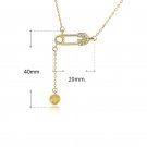 Fashion CZ Paper Clip Pin Tassels 925 Sterling Silver Necklace Silver