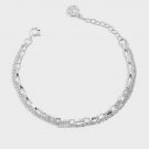 Fashion Double Layer Babysbreath Hollow Chain 925 Sterling Silver Bracelet Silver