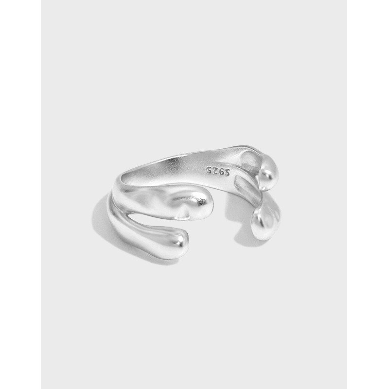 Fashion Double Layers Drop Water 925 Sterling Silver Adjustable Ring Yellow Gold