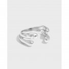 Fashion Double Layers Drop Water 925 Sterling Silver Adjustable Ring Yellow Gold