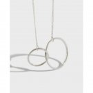 Fashion Double Loop Cross 925 Sterling Silver Necklace Rhodium