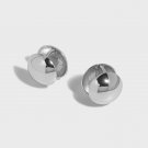 Fashion Geometry Round Ball 925 Sterling Silver Hoop Earrings Rhodium