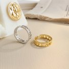 Fashion Hollow Roman Numerals 925 Sterling Silver Adjustable Ring Rhodium