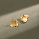 Fashion Irregular Asymmetry Leaves 925 Sterling Silver Stud Earrings Silver