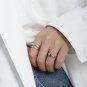 Fashion Irregular Black Geometry CZ 925 Sterling Silver Adjustable Ring Silver