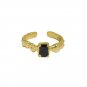 Fashion Irregular Black Geometry CZ 925 Sterling Silver Adjustable Ring Silver