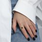 Fashion Irregular Black Geometry CZ 925 Sterling Silver Adjustable Ring Yellow Gold