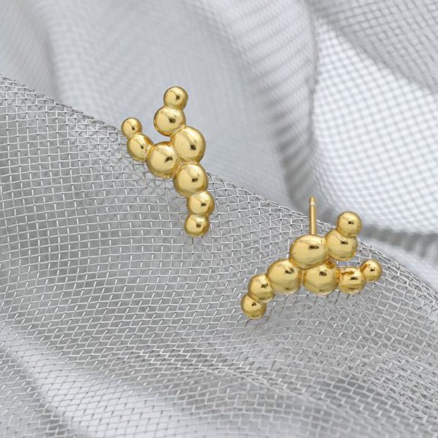 Fashion Irregular Bubbles Y Shape 925 Sterling Silver Stud Earrings Silver
