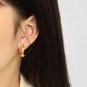 Fashion Irregular C Shape 925 Sterling Silver Hoop Earrings Rhodium