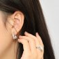 Fashion Irregular C Shape 925 Sterling Silver Hoop Earrings Rhodium