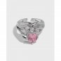 Fashion Irregular Round CZ 925 Sterling Silver Adjustable Ring Purple CZ