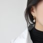 Fashion Irregular Shell Pearl Twisted Circle 925 Sterling Silver Hoop Earrings Rhodium