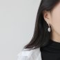 Fashion Irregular Shell Pearl Twisted Circle 925 Sterling Silver Hoop Earrings Rhodium