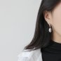 Fashion Irregular Shell Pearl Twisted Circle 925 Sterling Silver Hoop Earrings Yellow Gold