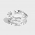 Fashion Irregular Wrinkle Texture 925 Sterling Silver Adjustable Ring Yellow Gold