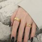 Fashion Irregular Wrinkle Texture 925 Sterling Silver Adjustable Ring Yellow Gold