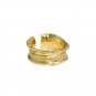 Fashion Irregular Wrinkle Texture 925 Sterling Silver Adjustable Ring Yellow Gold