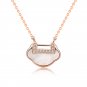 Fashion Mother of Shell Lucky Cloud CZ 925 Sterling Silver Necklace Rose Gold
