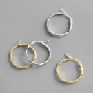 Fashion Office Irregular Circle 925 Sterling Silver Hoop Earrings Rhodium