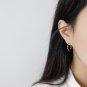 Fashion Office Irregular Circle 925 Sterling Silver Hoop Earrings Rhodium