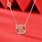Fashion Red Agate Chinese Fa Cai Coin 925 Sterling Silver Necklace Rose Gold