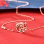 Fashion Red Agate Chinese Fa Cai Coin 925 Sterling Silver Necklace Rose Gold