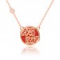 Fashion Red Agate Chinese Fa Cai Coin 925 Sterling Silver Necklace Rose Gold