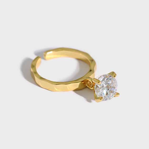 Fashion Round CZ 925 Sterling Silver Adjustable Ring Silver