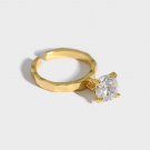 Fashion Round CZ 925 Sterling Silver Adjustable Ring Silver