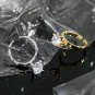 Fashion Round CZ 925 Sterling Silver Adjustable Ring Yellow Gold