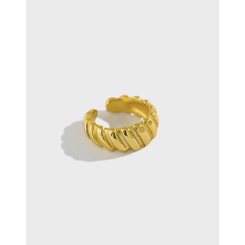 Fashion Simple Spiral Pattern 925 Sterling Silver Non-Pierced Earring(Single) Yellow Gold (Single)