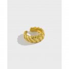 Fashion Simple Spiral Pattern 925 Sterling Silver Non-Pierced Earring(Single) Yellow Gold (Single)