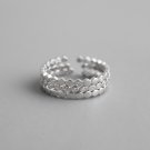 Fashion Three CZ Hive 925 Sterling Silver Adjustable Stacker Ring Rhodium