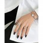 Fashion Triple Lines Cross 925 Sterling Silver Adjustable Ring Vintage