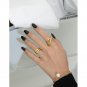 Fashion Triple Lines Cross 925 Sterling Silver Adjustable Ring Yellow Gold