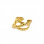 Fashion Triple Lines Cross 925 Sterling Silver Adjustable Ring Yellow Gold