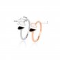 Fashion White Black Broken Heart 925 Sterling Silver Adjustable Ring Rose Gold