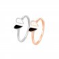 Fashion White Black Broken Heart 925 Sterling Silver Adjustable Ring Silver