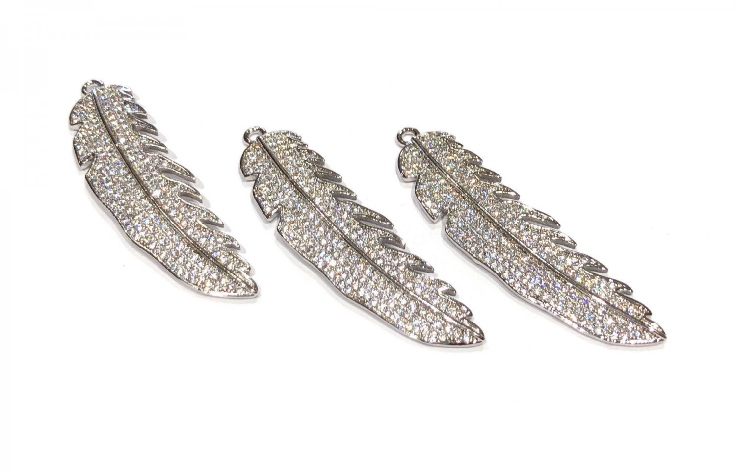 Feather Pendant; Leaf Charm; Jewelry Supplies; DIY Jewelry Jewelry Making CZ Charms Default Title