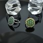 Flower Zircon Women's Ring Green Crystal Opening Adjustable Index Finger Ring White gold