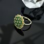 Flower Zircon Women's Ring Green Crystal Opening Adjustable Index Finger Ring White gold