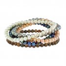 Freshwater Cultured Pearl 5mm White, Pink, Peacock, Grey, Brown 5 Bracelets Set S11229