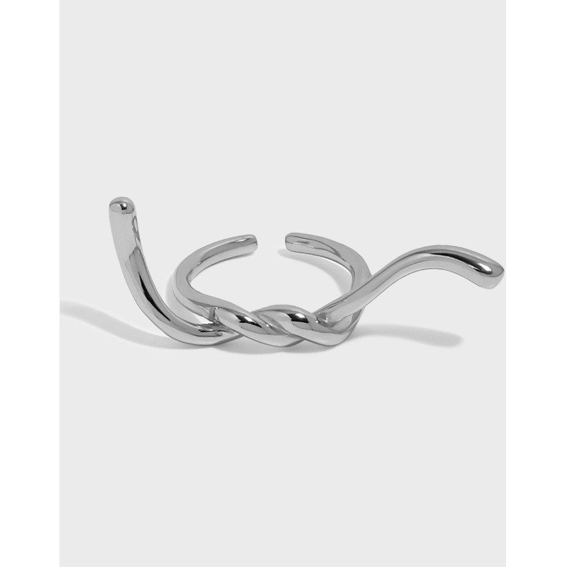 Friend's Knot Lines 925 Sterling Silver Adjustable Ring Rhodium