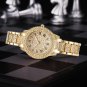 Full Diamond Roman Literal Steel Band Bracelet Set Rose Gold + Gold Bracelet