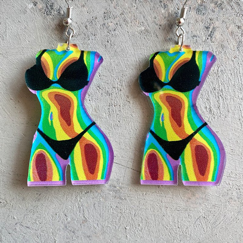 Fun Flag Sunflower Texas Print Female Body Earrings 2