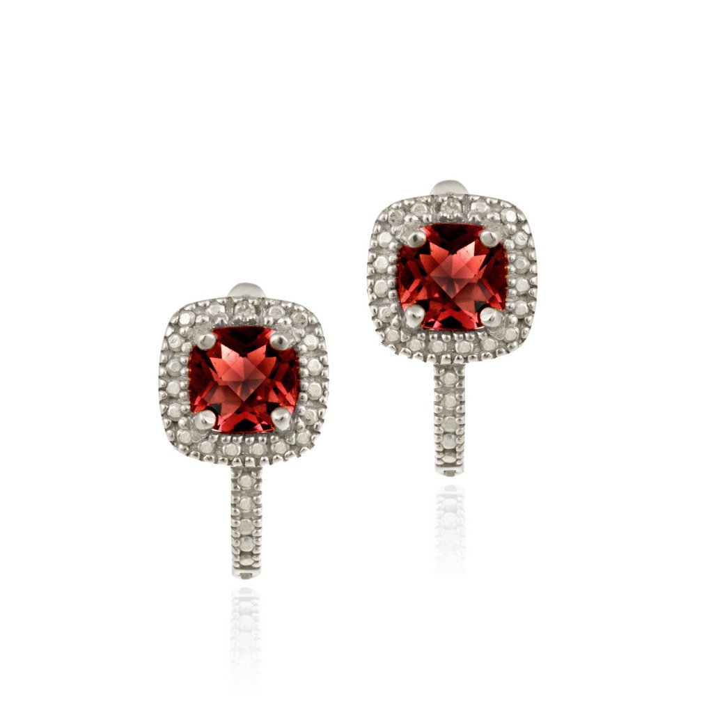 Garnet & Diamond Accent Huggie Earrings EBR13127G